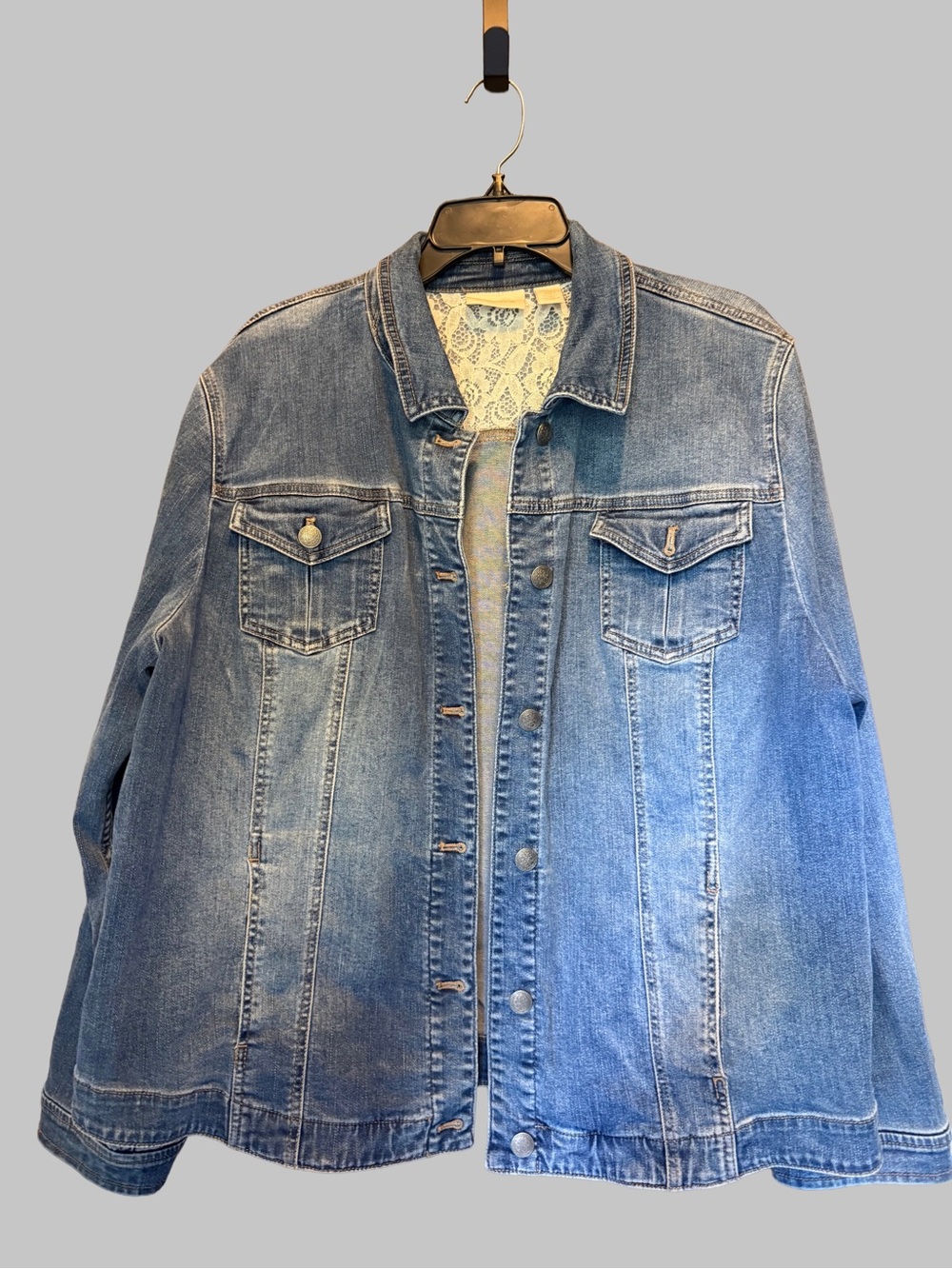 Chicos Classic Light Blue Denim Jacket for Women